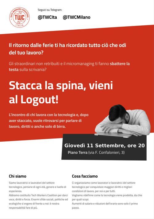 LogOut Tech Workers Coalition Milano